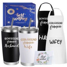 Husband and Wife Travel Tumbler Apron Set Wedding Gifts for Couples Unique 2024 His and Hers Gifts Engagement Anniversary Valentine’s Day Bridal Shower Gifts for Bride Groom Mr Mrs Newlyweds