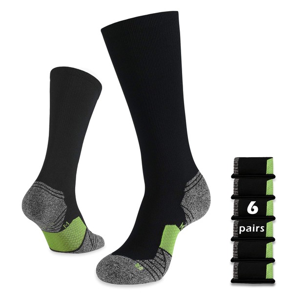 WANDER 6 Pairs Men's Athletic Run Cushion Over-the-Calf Tube Socks