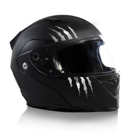 Finest Folia Kratzer Helm Aufkleber 2er Set 7,5x7,5cm Monster Sticker Kralle Deko für Motorrad Helm Auto Motorradhelm Kratzspuren selbstklebend wasserfest K173 (Chrom Silber)