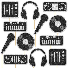 Music Theme Centerpiece Sticks Musical Party Decorations 12PCS DJ Table Toppers Music Disco Theme Table Centerpieces Decor for Musical Social Media Hip Hop Birthday Party Supplies