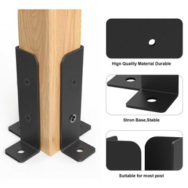 4 PCS Adjustable Fence Post Brackets Post Support, Fit Wood Posts, Black Rust-Proof Steel Fence/Pergola/Deck Post Bracket Kit with Screws and Expansion Nails (4) (8 pcs 3mm)
