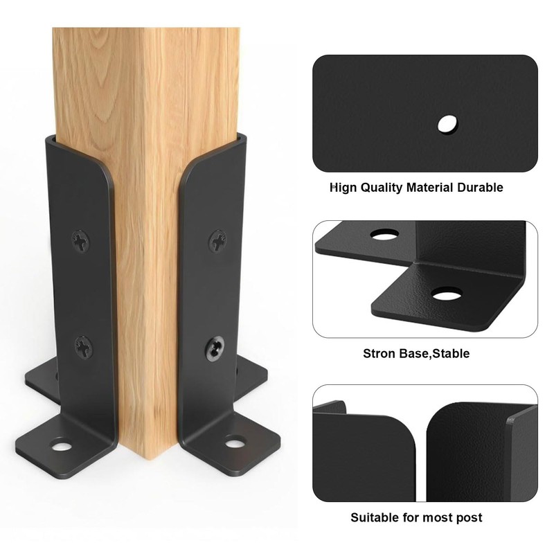4 PCS Adjustable Fence Post Brackets Post Support, Fit Wood