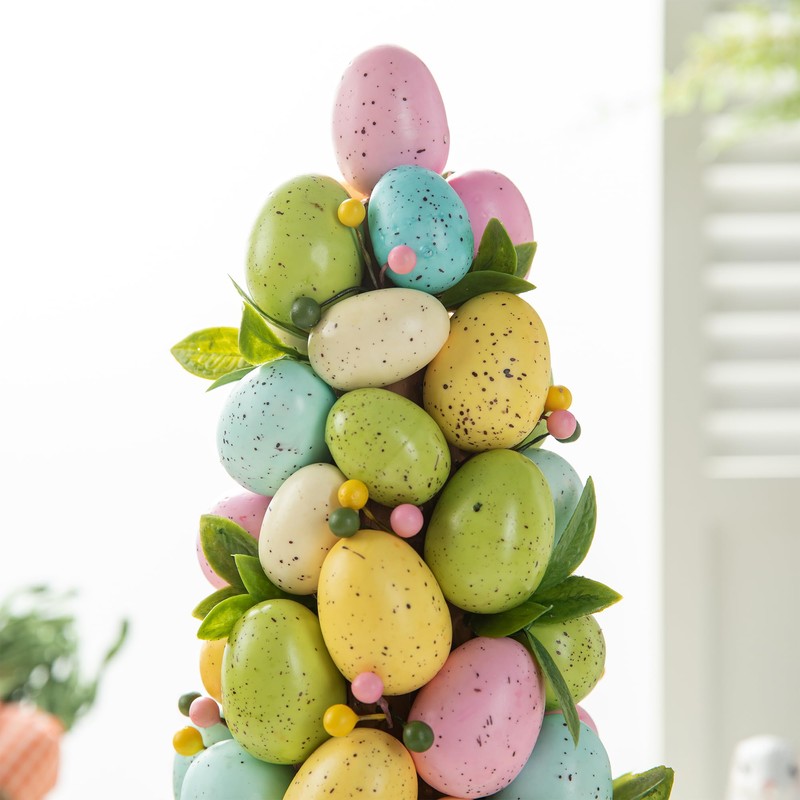 Glitzhome Easter Eggs Table Tree Decor for Spring Easter Party