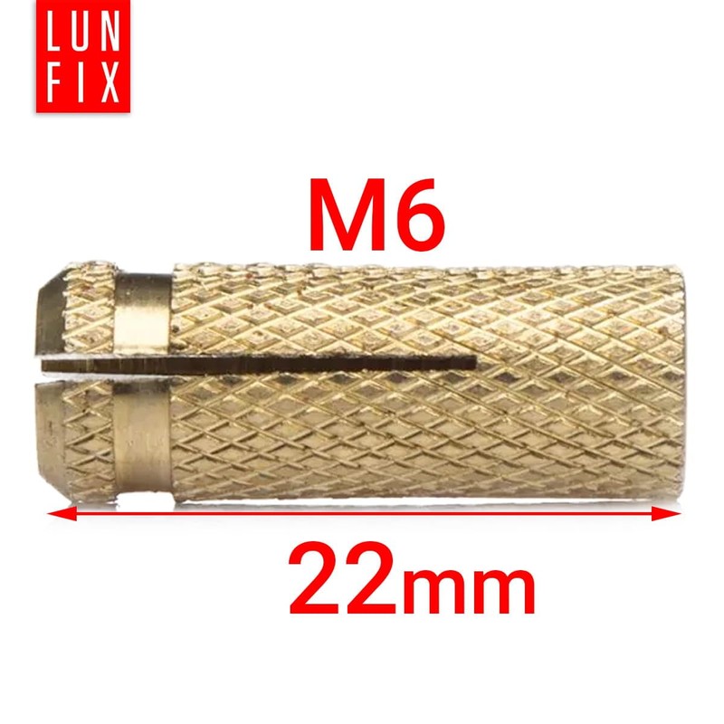 M6 Wall Anchor Set of 10 Brass Dowels 6 mm