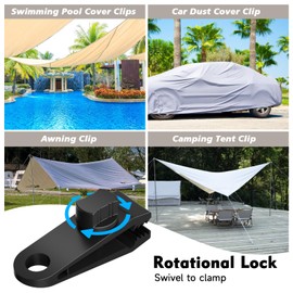10 Sets Tarpaulin Clip Tarp Clip Clamp Awning Clamp Heavy Duty Tarp Lock Grip With 10 Bungee Cord, Tarp Clamps, Linoleum Tent Clips With Bungee Balls, Awning Clips for Camping, Tarpaulin, Tent