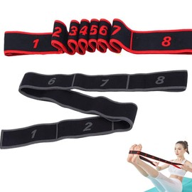 Elastic Sports Fitness Band, 2 Yoga Stretching Bands, Yoga Stretch Strap with 8 Loops, Stretch Resistance Bands, Training Bands, Fitness Bands, for Fitness, Dance Training