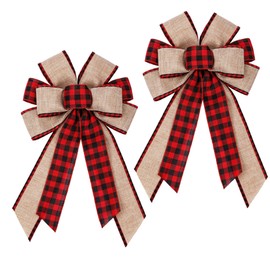 Gad2go 2 Pieces Christmas Tree Bow Christmas Wreath Bow 23 x 38 cm Large Christmas Bow Decoration Festival Wrapping for Xmas Christmas Tree Wreath Fireplace Door Home