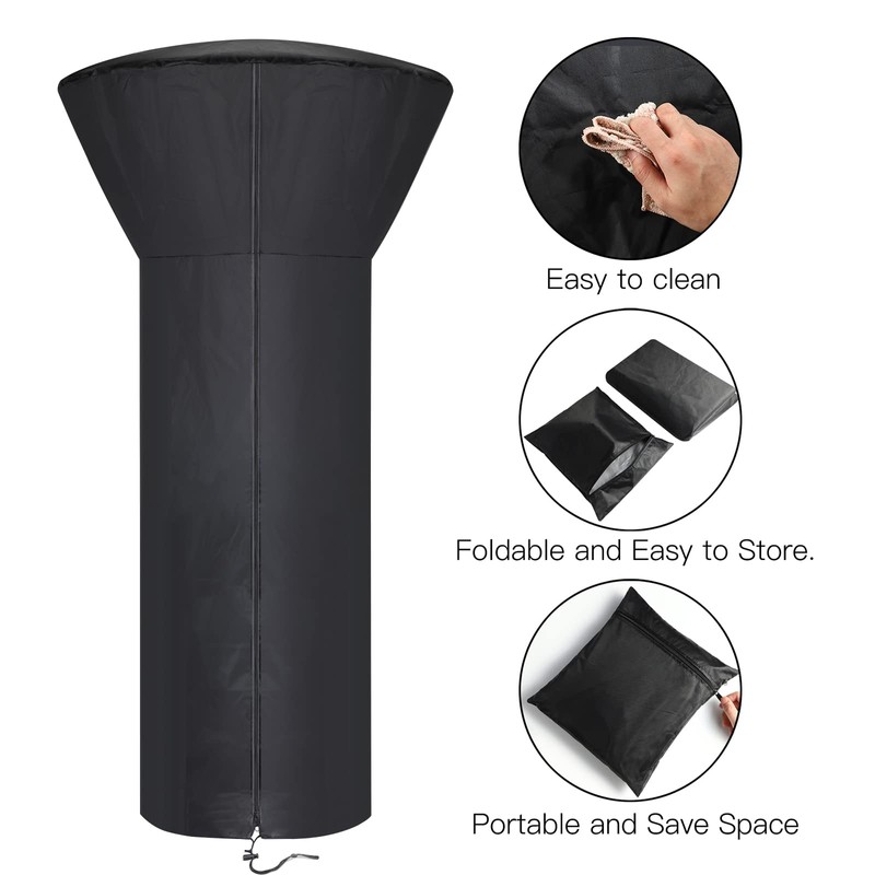 Hualedi Patio Tabletop Heater Covers with Zipper and Storage Bag,Waterproof,Dustproof,Wind-Resistant,Sunlight-Resistant,Snow-Resistant,Black,38''