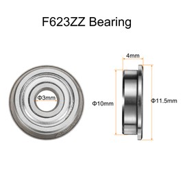 sourcing map 10pcs F623ZZ Flanged Ball Bearing 3x10x4mm Chrome Steel Double Shielded Miniature Bearing, Deep Groove Ball Bearings, P6 (ABEC 3)