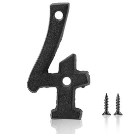 3 Inch Cast Iron House Numbers and Letters, Vintage Cast Iron Home Number Solid Metal Gate Mailbox Numbers, Matching Screws Included (Number 4) Black