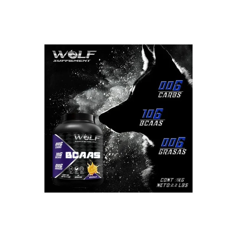Aminoácidos Bcaas Wolf 1 Kg Pre Entreno 200 Servicios Varios