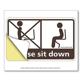Sitting Toilet Sticker, Don't Stand, Jo!! Toilet Sticker, Sit, Sit, No Standing Sticker (Charcoal Brown)