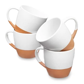 Sheffield Home - Set of 4, Large Stoneware 16oz Coffee Mugs with Handles - Dishwasher & Microwave Safe Ceramic - Ideal for Cappuccino, Espresso, Latte, or Tea - Vanilla White