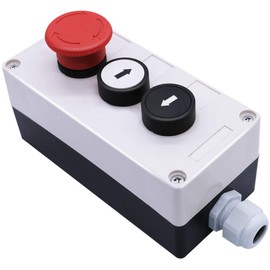 mxuteuk 1 NO Black 1 NO white momentary Switch Control Up-Down，1NC Red Mushroom Emergency Stop Latching Switch Station Box Switch Pushbutton Switches, 1 year Warranty HZ-JTSX