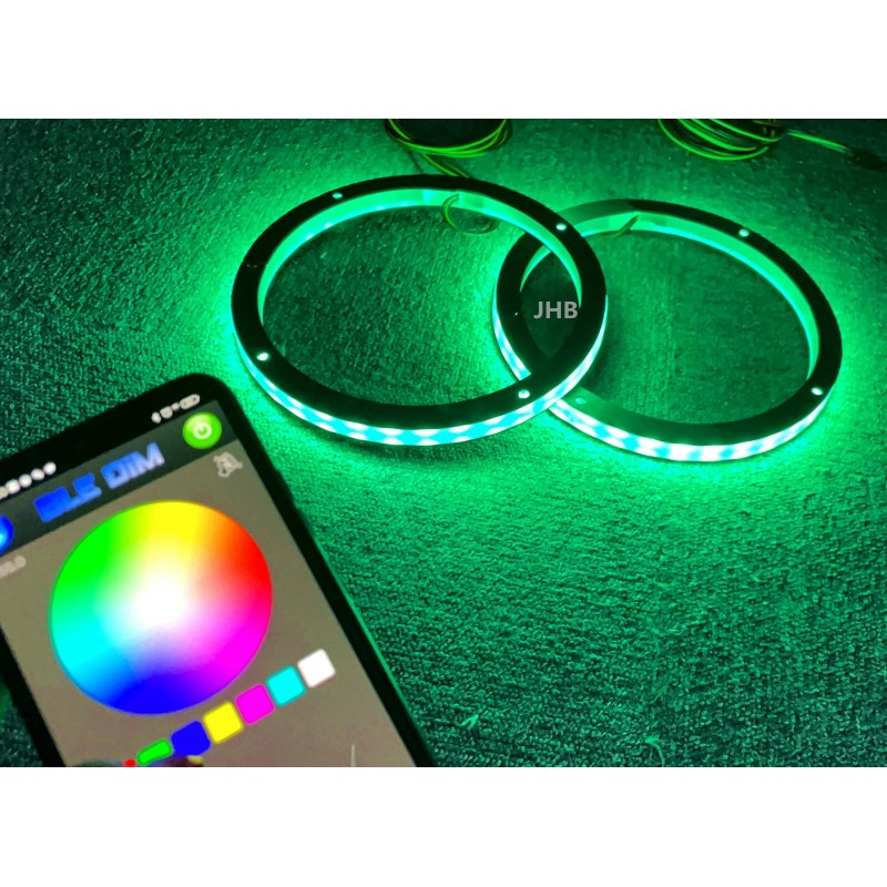 JHB Pair 8" Bluetooth Remote RGB LED Rings Lights for