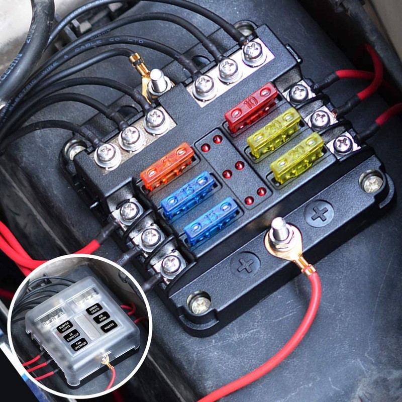 6 Way 12v Fuse Blocks, Waterproof Marine Fuse Block, Universal