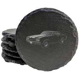 1970 Chevelle SS 454 Coasters: Unleash the Power on Your Coffee Table - Round Slate - set of 4