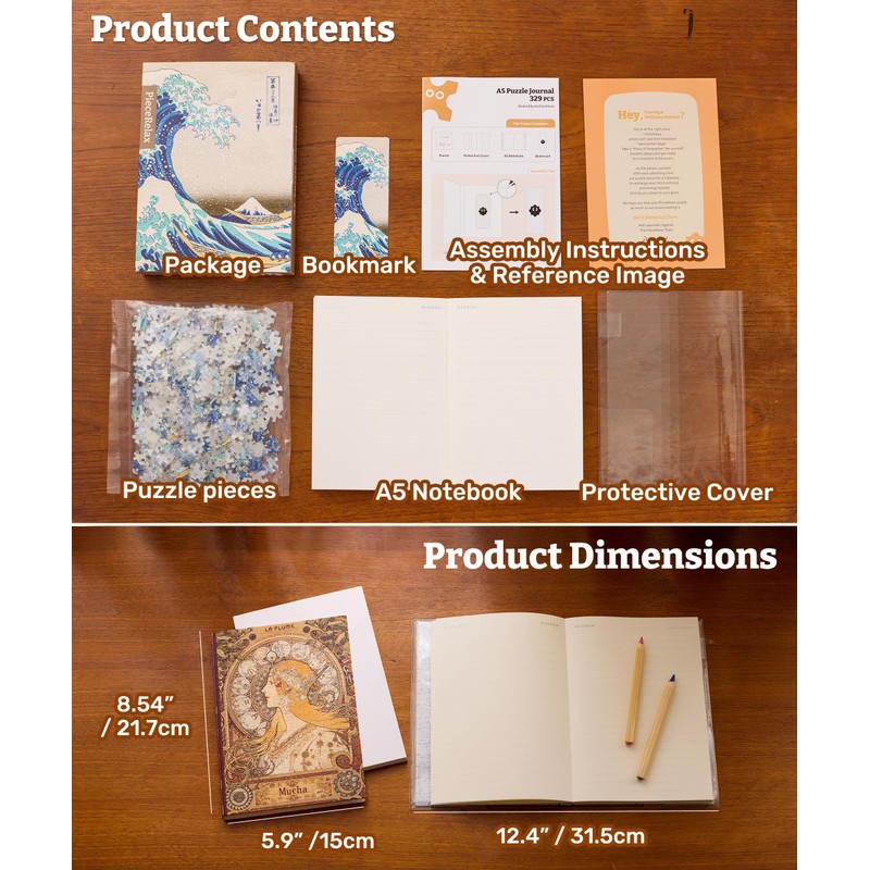 PieceRelax A5 3D Puzzle Journal for Adults, 300 Piece Plastic