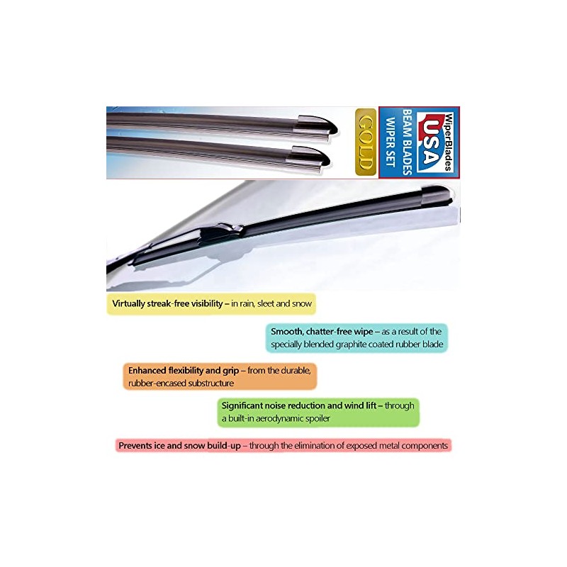 Beam Blade Wipers Set for 2017 Volkswagen Jetta Replacement Set