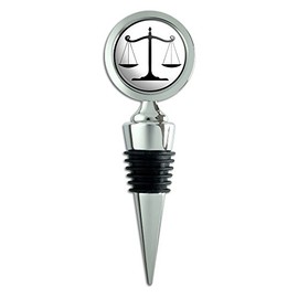 Balanced Scales of Justice Symbol Legal Lawyer B&W Wine Bottle Stopper