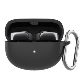 AHASTYLE Silicone Case for New Bose Ultra Open Earbuds (2024) [Added Metal Carabiner] Shockproof Full Protective Skin Case Cover Compatible with New Bose Ultra Open Earbuds 2024 (Black)