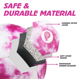PP PICADOR Size 4 Soccer Ball, Pink Soccer Ball for Kids 6-8 8-12 Youth Girls Outdoors Sports Training Ball Recreation Playing Ball Back to School