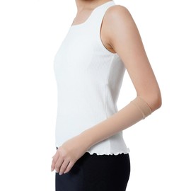 Fukusuke 040-0561 Women's Stockings, Cool Type, Difficult to Conduct, Antibacterial, Deodorization, UV Absorption, 95% UV Shield, Under-the-Knee Length, Plain, Arm Cover, Short Length, Thumb Hole,