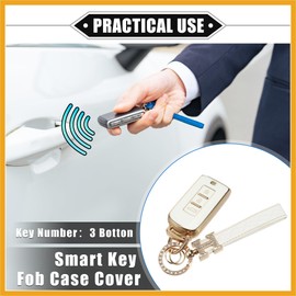 Partuto Remote Keyless Key Fob Cover Kit for Mitsubishi, 3 Button White Replacement