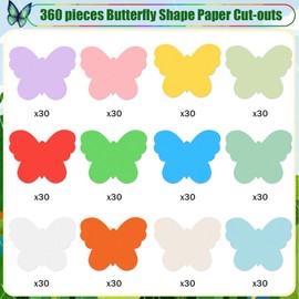 MixTeach 360 Pcs Butterfly Cutouts Paper Assorted Color Butterfly Shape Cards Paper 4 Inch Butterfly Die Cuts Bulletin Board Decorations for Classroom Home School Decor Kids DIY Craft Project Supplies
