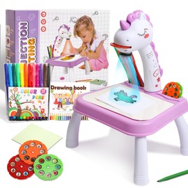 Unicorn Drawing Projector Kit for Kids, Art and Crafts Drawing Board for Kids with Music,12 Watercolor Drawing Pen, 3 Projection Discs,1 Drawing Book, Toy for 3+ Year Old Girls Boys