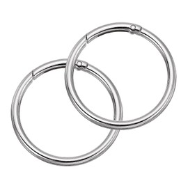 QUARKZMAN Round Spring O Rings, 2 Pieces 2.32 Inch OD Trigger Snap Clips for Bags, Purses, Keychains, DIY Accessories, Silver Tone, Silver tone