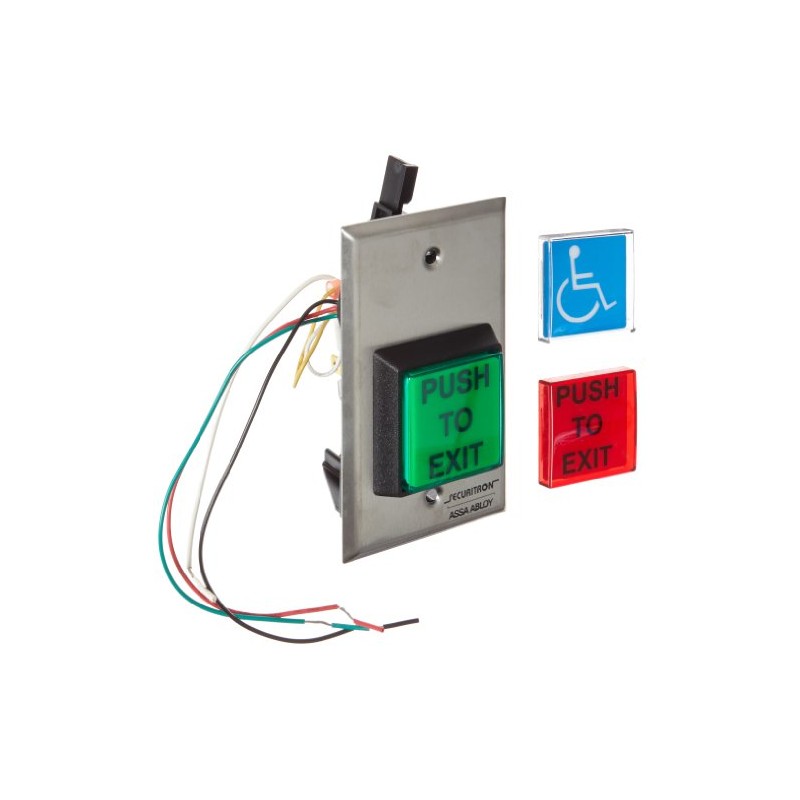 Securitron Square Emergency Exit Button, Single Gang, 2" Length, 2"