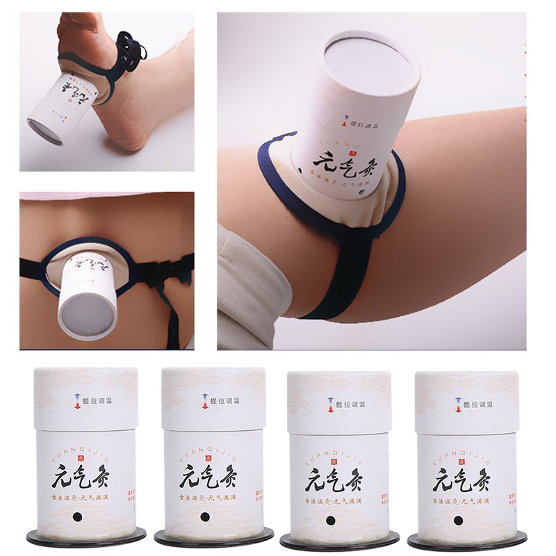 4pcs Smokeless Moxa Tube Acupuncture Massage Moxibustion Roll BoxTool