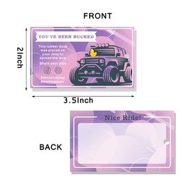 Ducked Tags | You've Been Ducked Card | Duck Duck Tag | Ducking Cards to Attach to Rubber Ducks 2 x 3.5" Size 50 pcs | Purple Gradient Tie Dye Design | with Round Hole and Rubber Bands