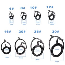 Beatyarmy 8 Pcs Double Leg Fishing Rod Guides Repair Kit Ceramic Fishing Pole Rod Guide Rings Rod Tip Replacement Fishing Guide Eye for Freshwater Saltwater Rod