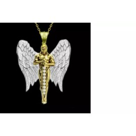 Fashion Jewelry SAINT MICHAEL ARCHANGEL ANGEL WING FAITH Pendant on 22" 925 Plated Silver Chain