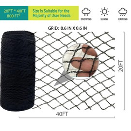 KEEPAA Heavy Duty Bird Netting - 0.6” Mesh UV Resistant Reusable Garden Net Easy Install Pest Barrier for Large Garden Plots Fruit Trees Vegetable Beds Backyard Patio (20FT*40FT)
