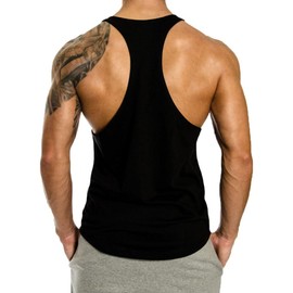 InleaderStyle Men's American Flag Tank Tops Y-Back Sleeveless Muscle Stringer Graphic Gym Workout USA Tank - Black-L