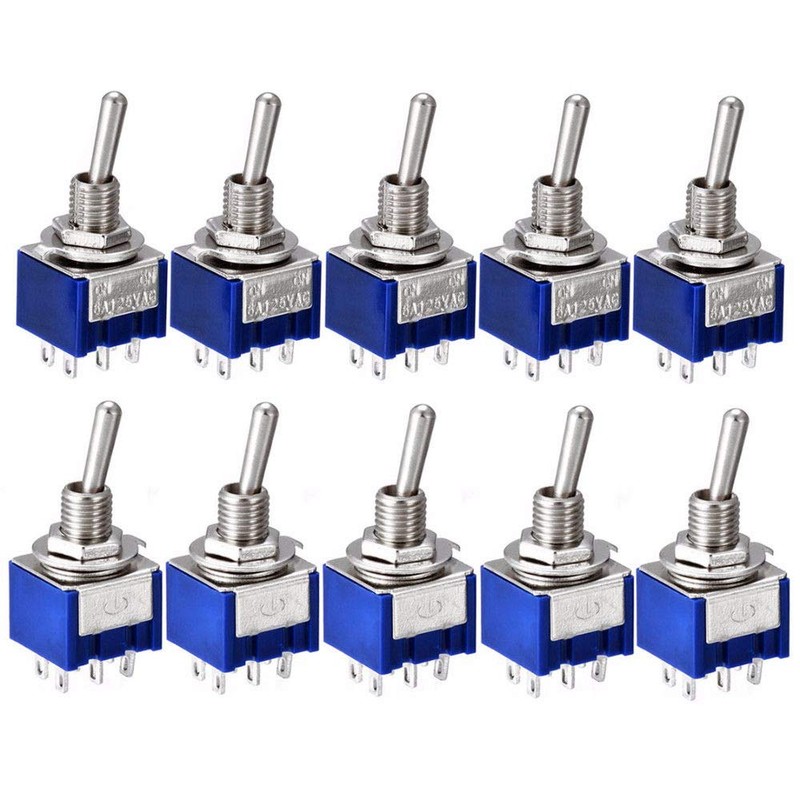 BE-TOOL 10PCS Mini Latching Toggle Switch DPDT 2 Positions ON-ON