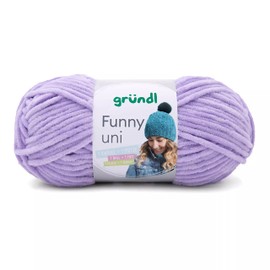 Gründl Funny uni Strick- & Häkelgarn (samtartiges Chenille-Garn aus 100% Polyester, 100 g / 120 m, Nadelstärke: 5-6, 1 x 100 g), lavendel