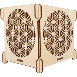 Flower of Life Lantern: Amber and Birch Wood with LED Tea Light Included