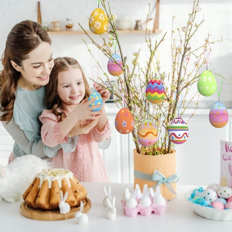 Easter Eggs 24 Pieces, White, 6 cm, Decorative Plastic Eggs