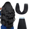 Sunya Tape Extensions, Real Hair, Jet Black, Tape-In Extensions, Real