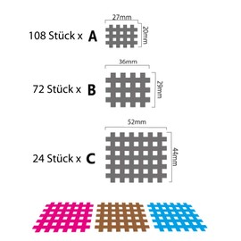 ZiATEC Cross Tapes Box of 102, 204, 306 Plasters in Practical Protective Box + Tweezers, Grid Tapes, Acupuncture Plasters, Size: Supply Box, Colour: Mix - Pack of 204