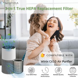 Nispira C610 Filter Z Replacement for Winix C610 Air Purifier 1712-0121-00 True HEPA, 2 Packs