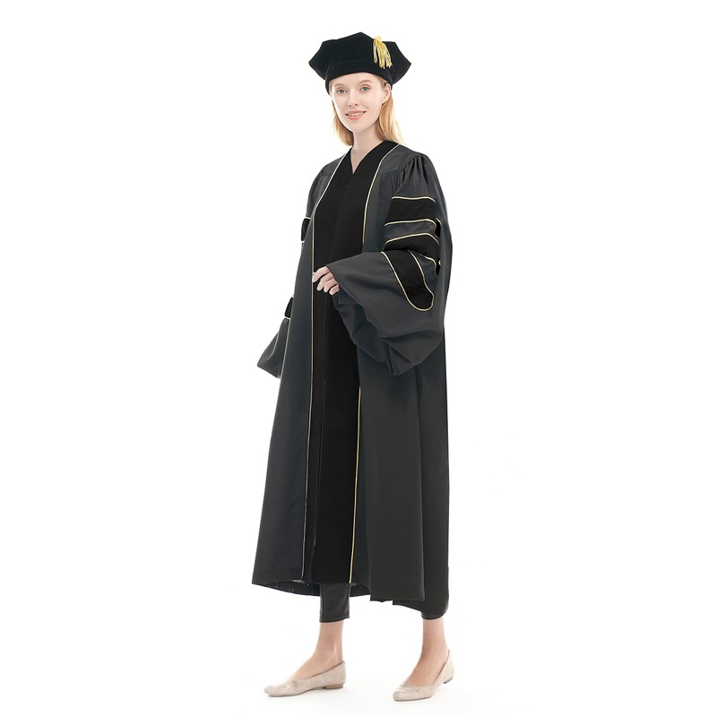 Herrenbek Doctoral Tam with Gold Bullion Tassel Unisex Black Velvet