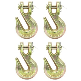 QWORK 5/16" Grade 70 Clevis Grab Hooks with Yellow Chromate Finish, 4 Pack 5400 lbs Transport Chain Hook