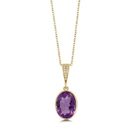 Gem Stone King 18K Yellow Gold Plated Silver Amethyst Pendant Necklace For Women | 5.00 Cttw |