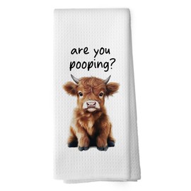 shiviody Funny Highland Cow Kitchen Towels - Humorous Western Animal Dish Towels, Gifts for Cow Lovers, Farmhouse Animal Decorative Absorbent Dishcloths Hand Towels for Bathroom Decor 16x24 Inches