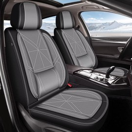 IKABEVEM Car Seat Covers Full Set Fit for Hyundai Tucson 2005-2025: 5 Seats Auto Interior Accessories, Faux Leather Waterproof Seat Cushions Vehical Cover (Black&Grey)